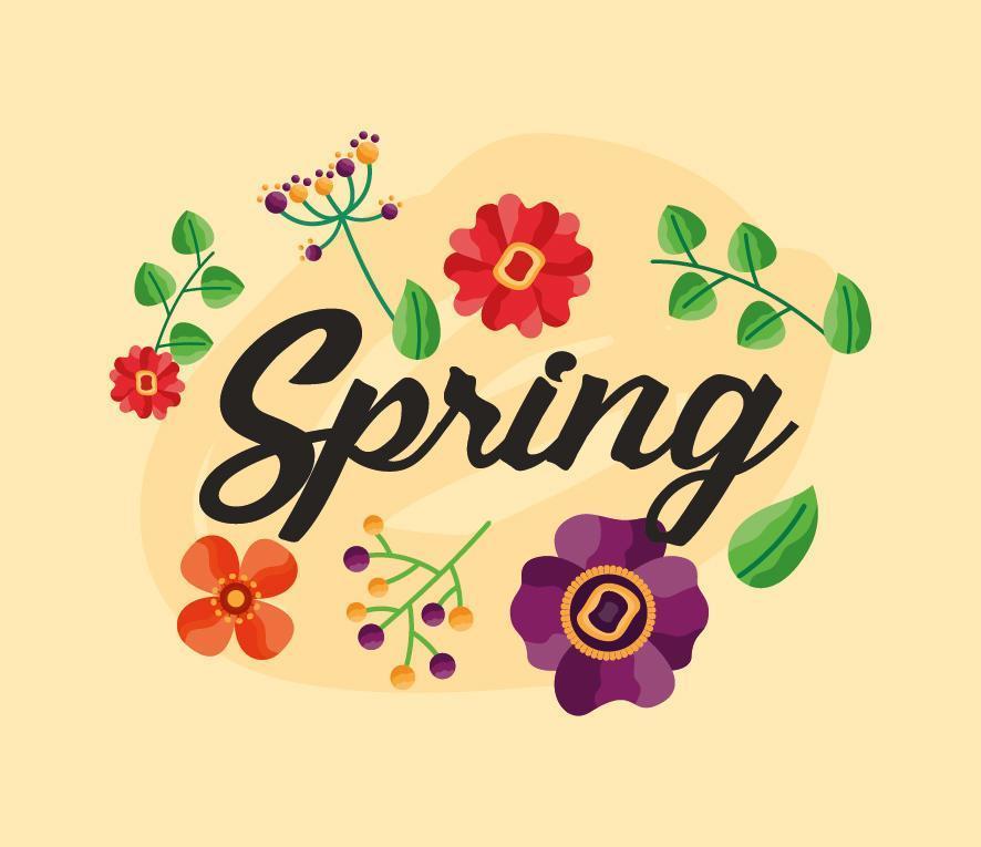 ciao poster di primavera con decorazioni floreali vettore