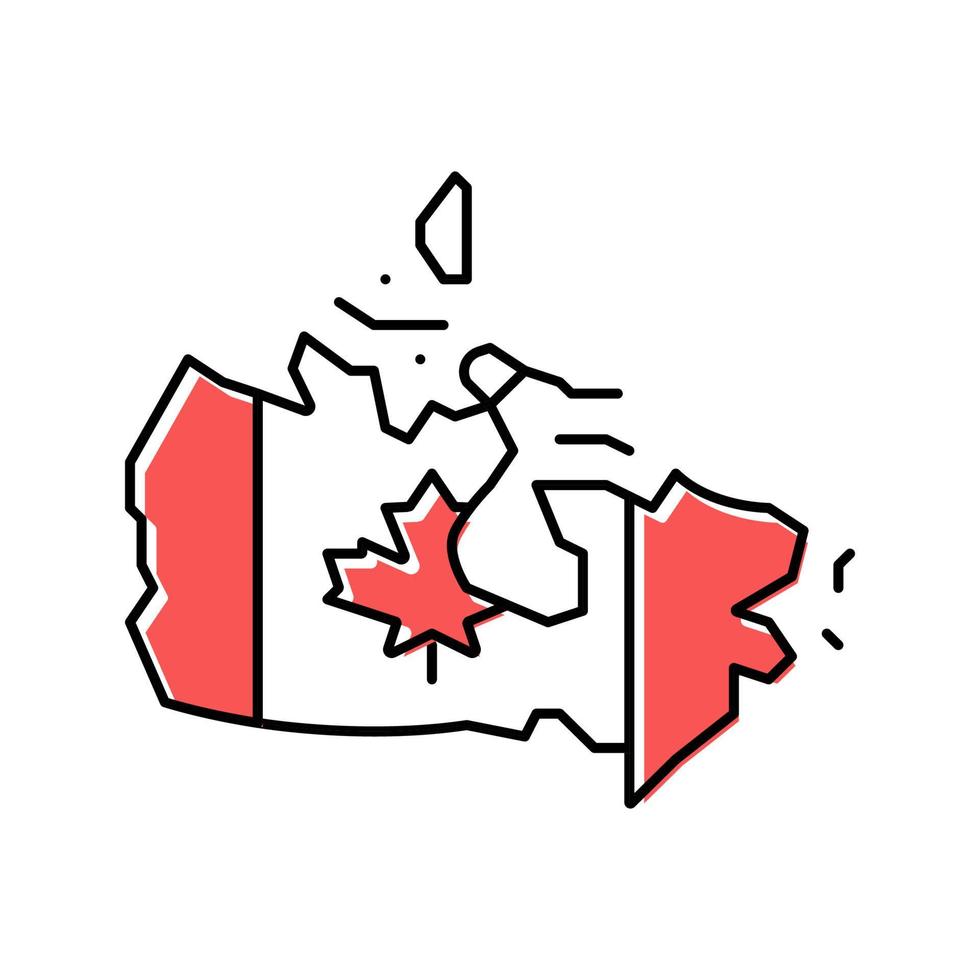 Canada nazione carta geografica bandiera colore icona vettore illustrazione