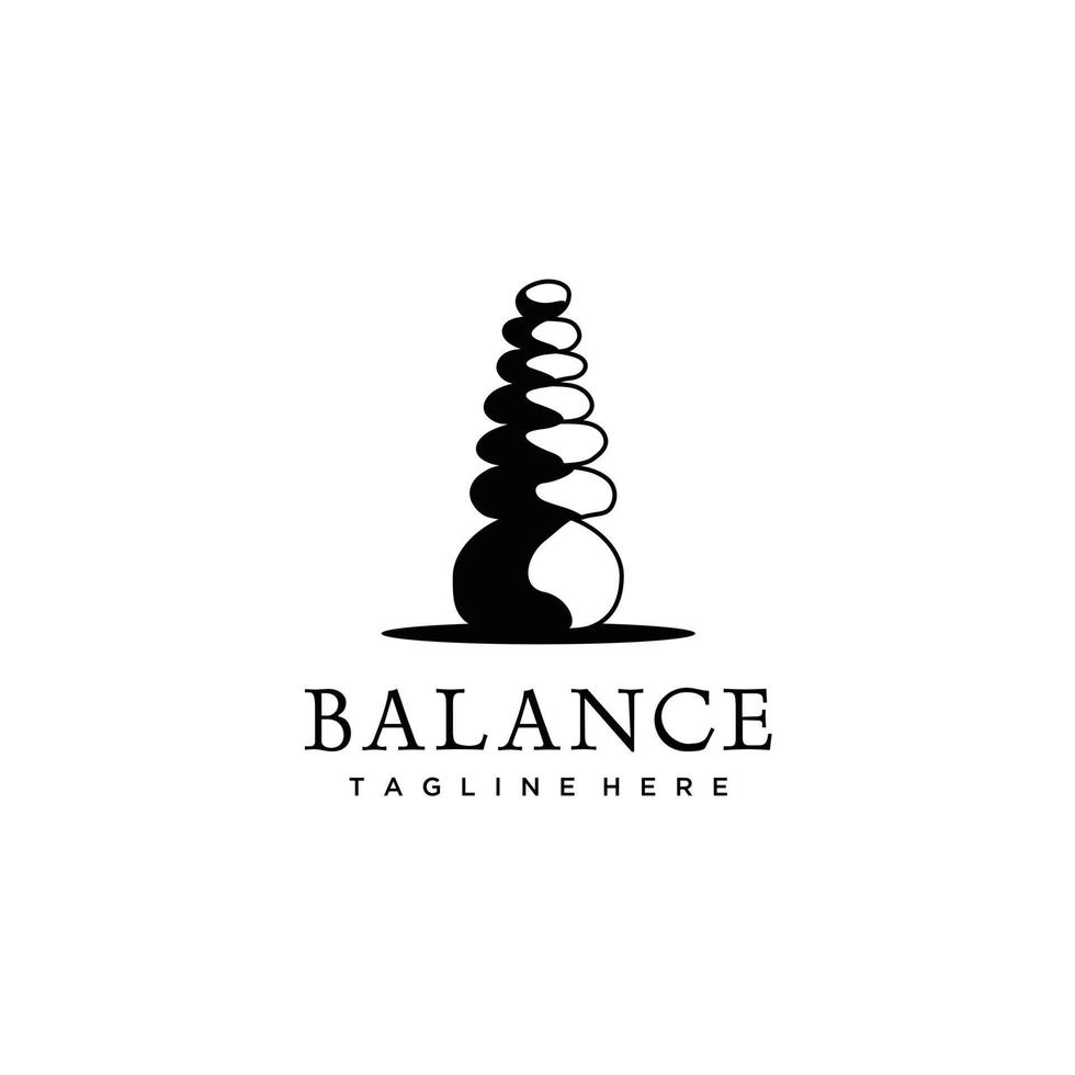 pietra roccia equilibratura logo design terme benessere vettore emblema illustrazione