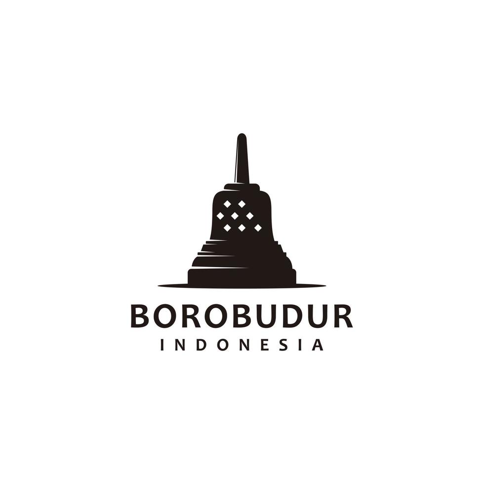 Borobudur tempio stupa silhouette icona modello logo vettore ispirazione