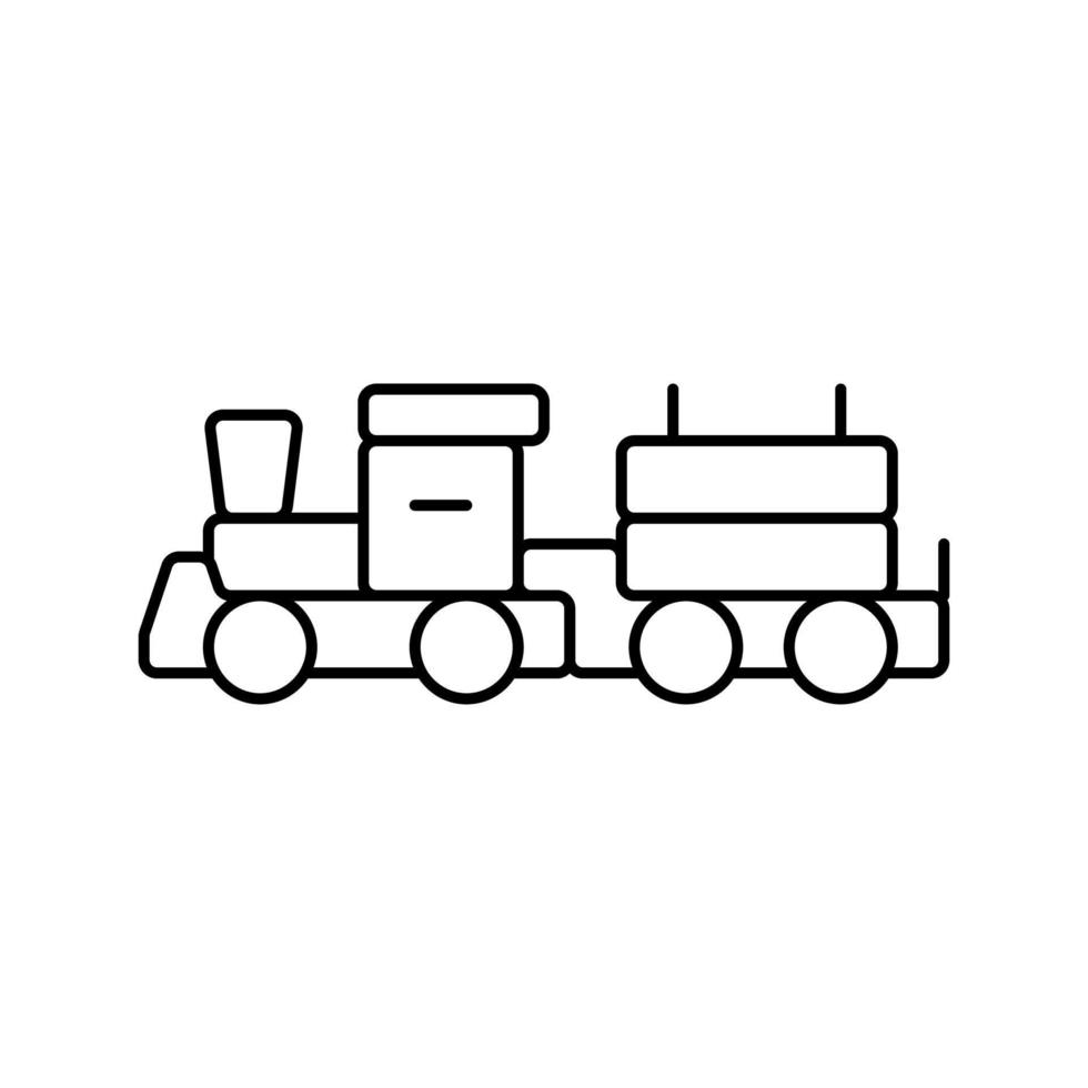 illustrazione vettoriale dell'icona della linea del giocattolo in legno del treno