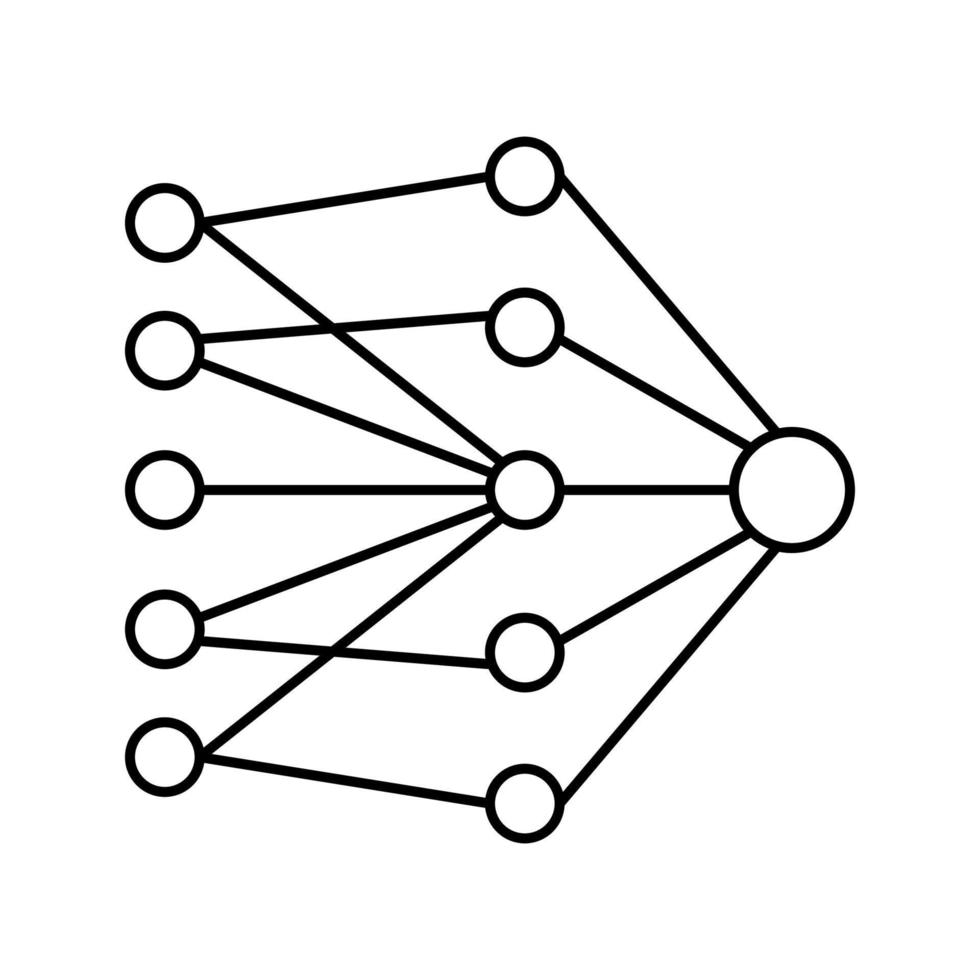 illustrazione vettoriale dell'icona della linea di rete neurale a strato singolo