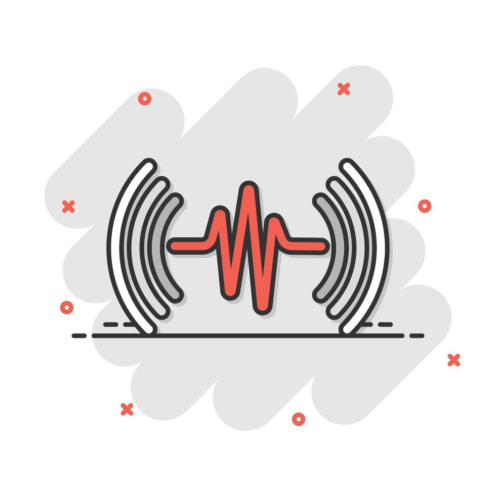 suono onda icona nel comico stile. cuore battere vettore cartone animato illustrazione su bianca isolato sfondo. pulse ritmo spruzzo effetto attività commerciale concetto.