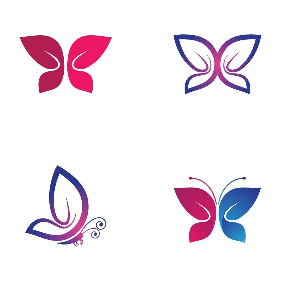 set di immagini del logo della farfalla di bellezza vettore
