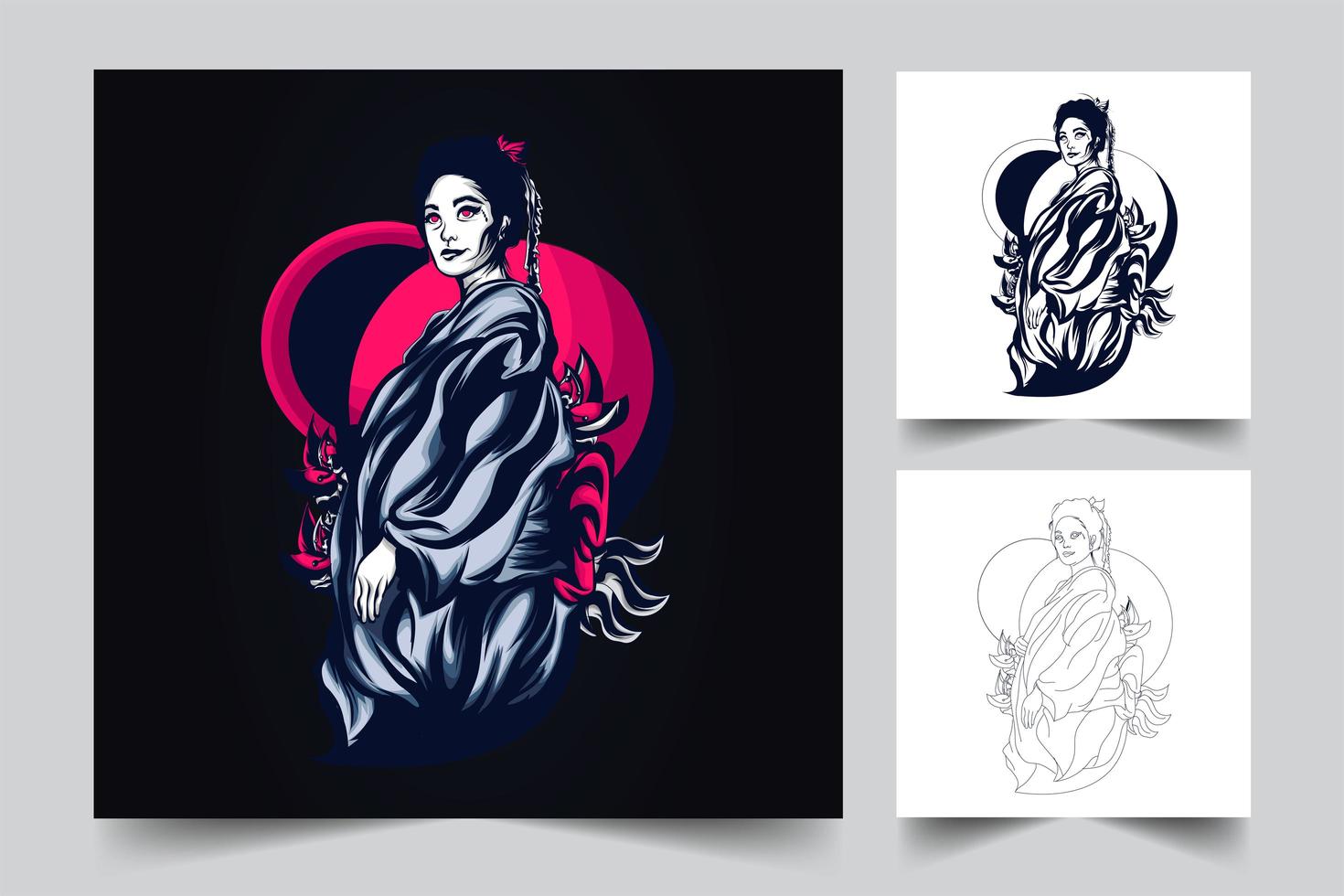 illustrazione di opere d'arte geisha vettore