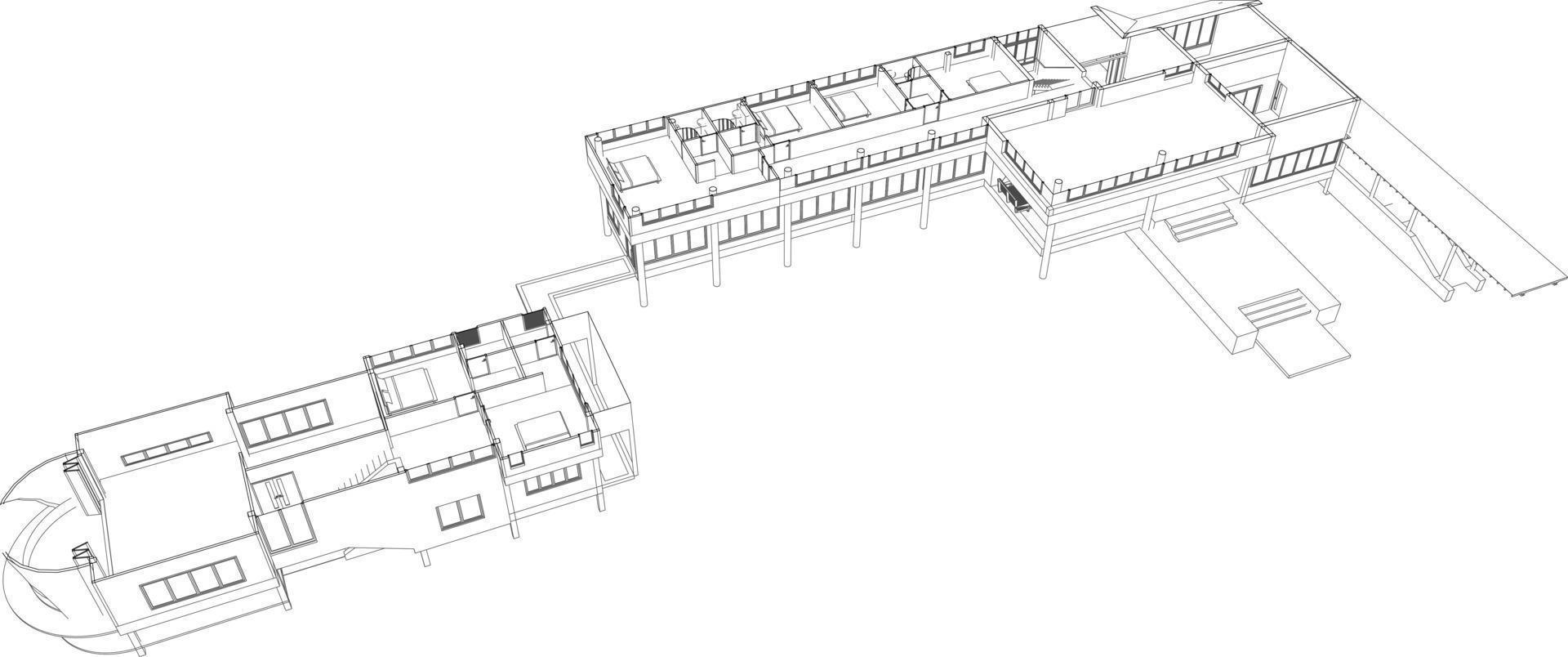 3d illustrazione di edificio progetto vettore