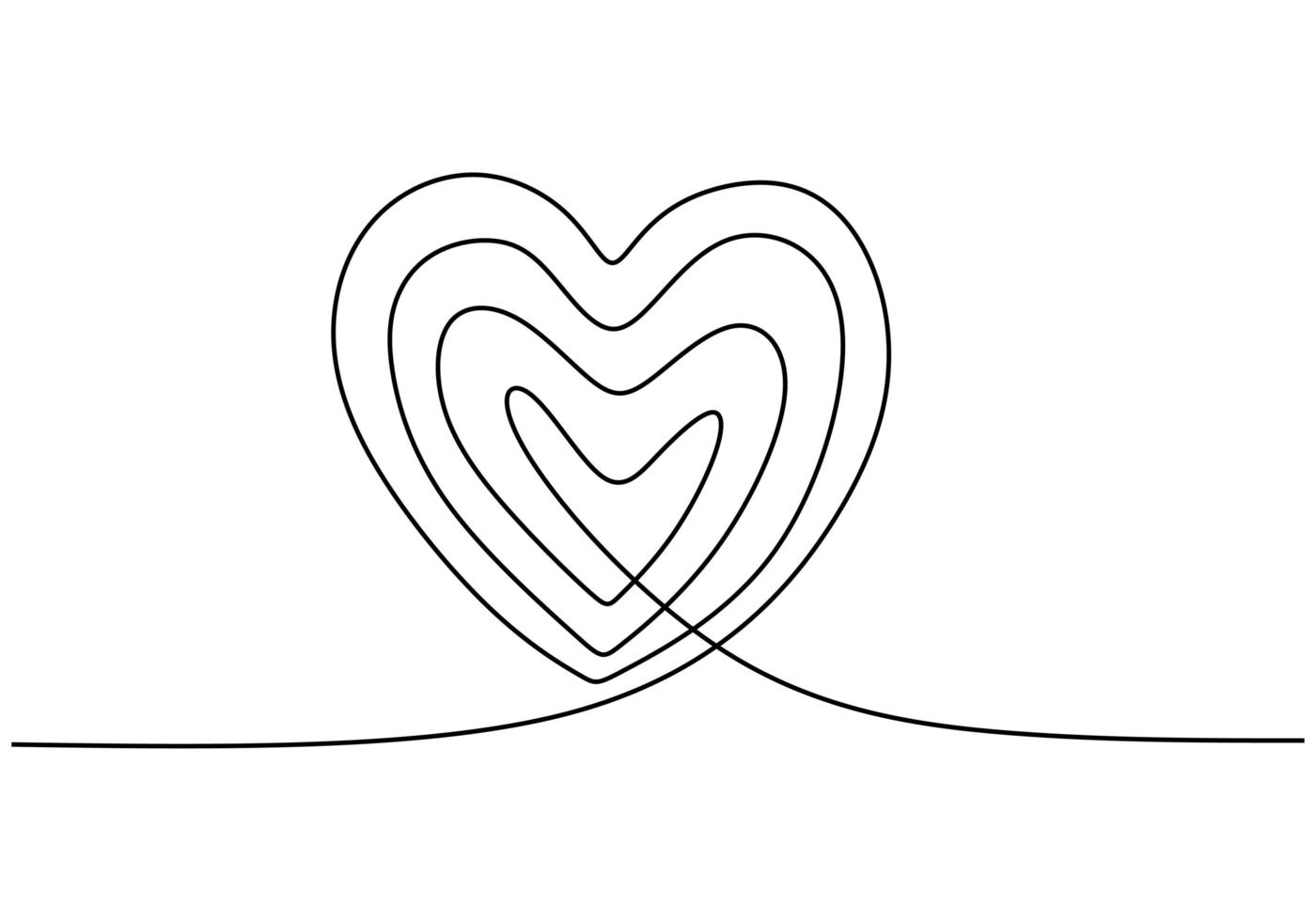 disegno a tratteggio continuo del segno del cuore di amore. minimalismo disegnato a mano, illustrazione vettoriale. simbolo romantico e del matrimonio vettore