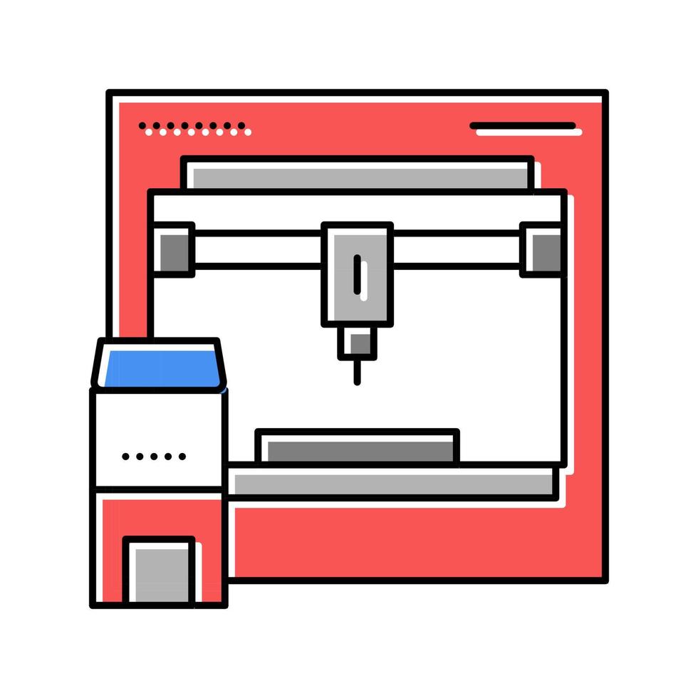 illustrazione vettoriale dell'icona del colore della stampante 3d