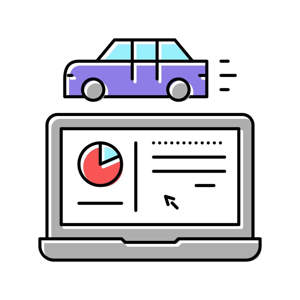 illustrazione vettoriale dell'icona del colore del programma per computer di prova dell'auto