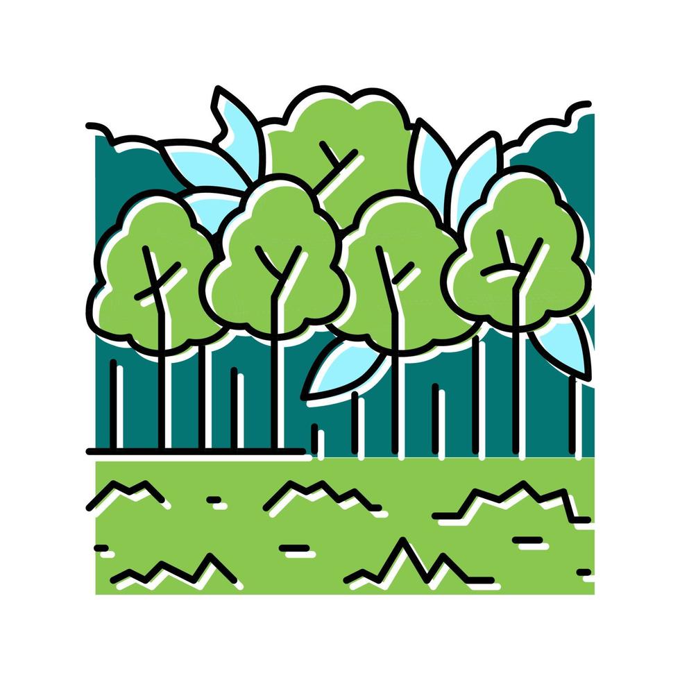 illustrazione vettoriale dell'icona a colori delle foreste di latifoglie