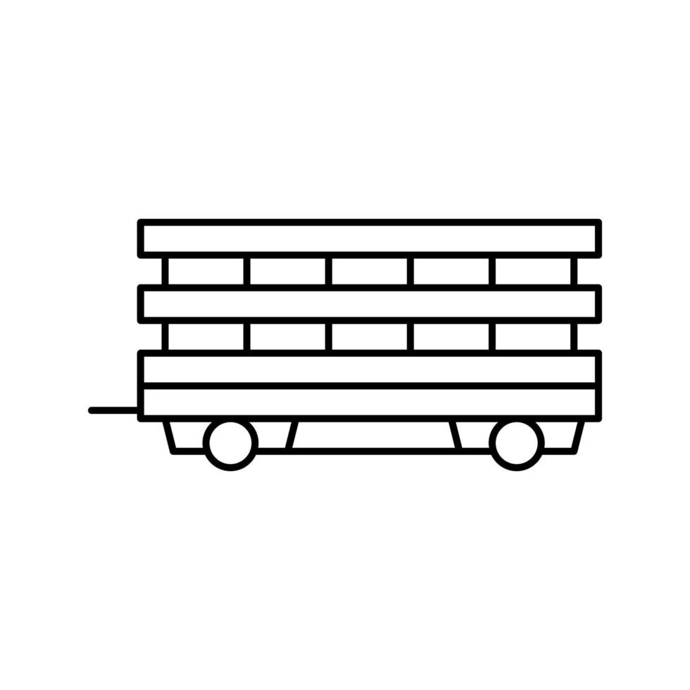 illustrazione vettoriale dell'icona della linea del rimorchio di trasporto dei prodotti agricoli
