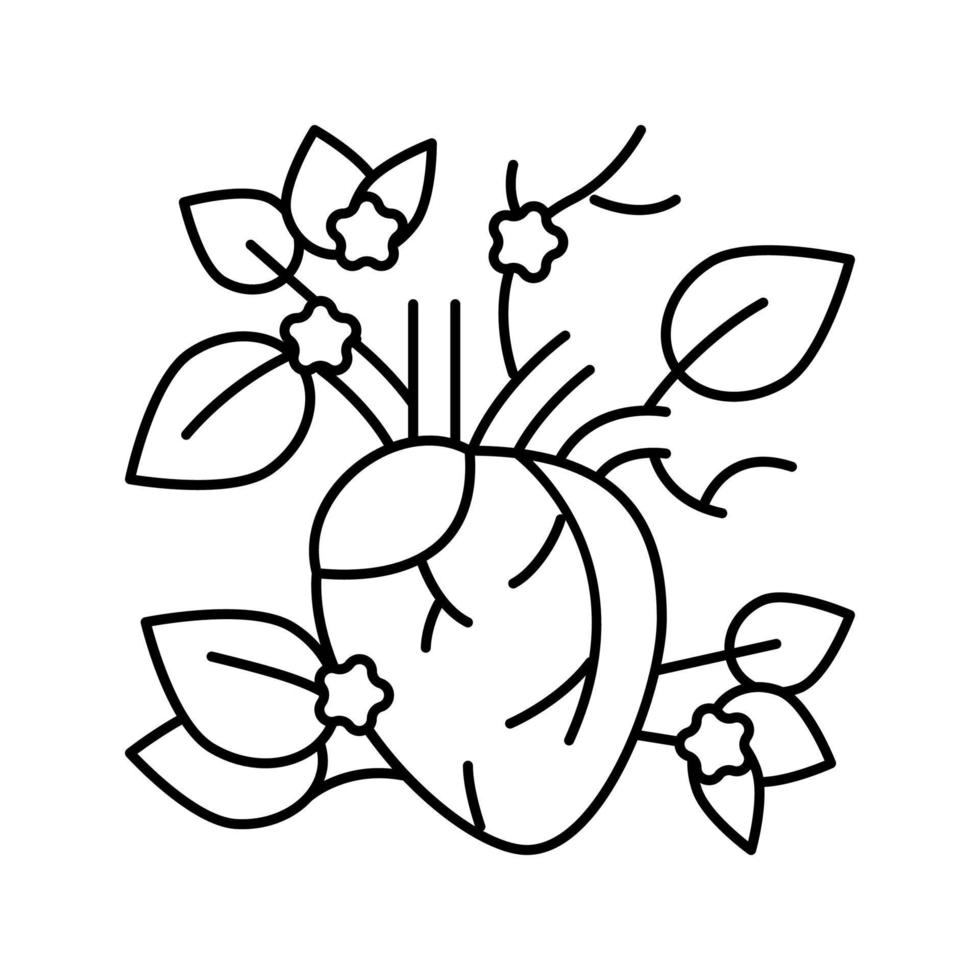 illustrazione vettoriale dell'icona della linea del cuore in fiore