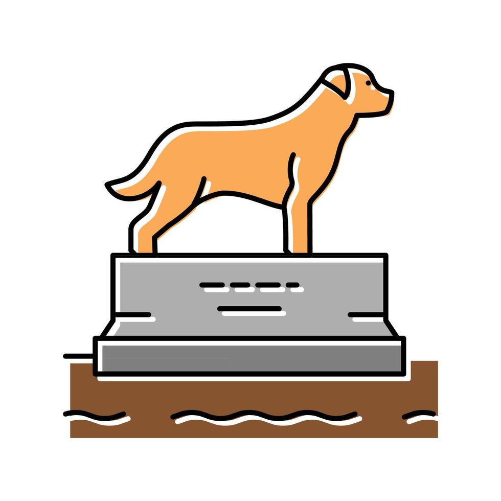 illustrazione vettoriale dell'icona del colore del piedistallo del cane morto