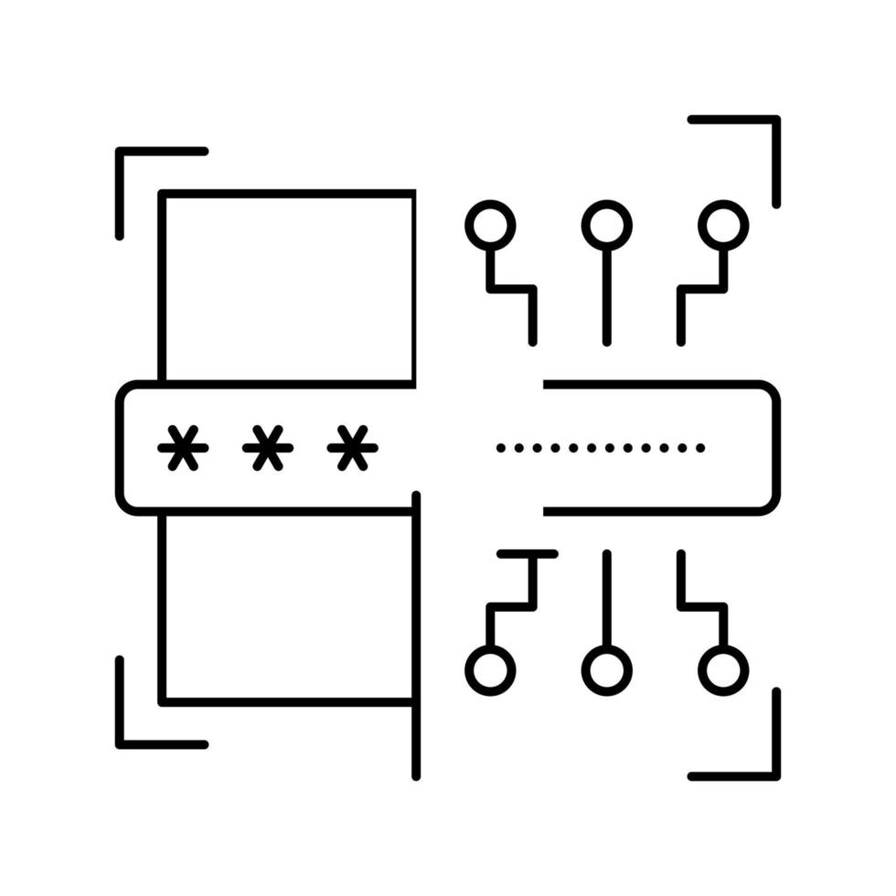 segno di illustrazione vettoriale dell'icona della linea di password elettronica