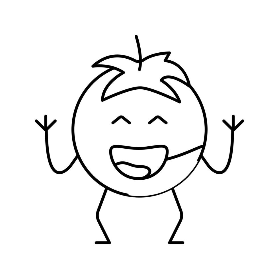 pomodoro personaggio linea icona vettore illustrazione