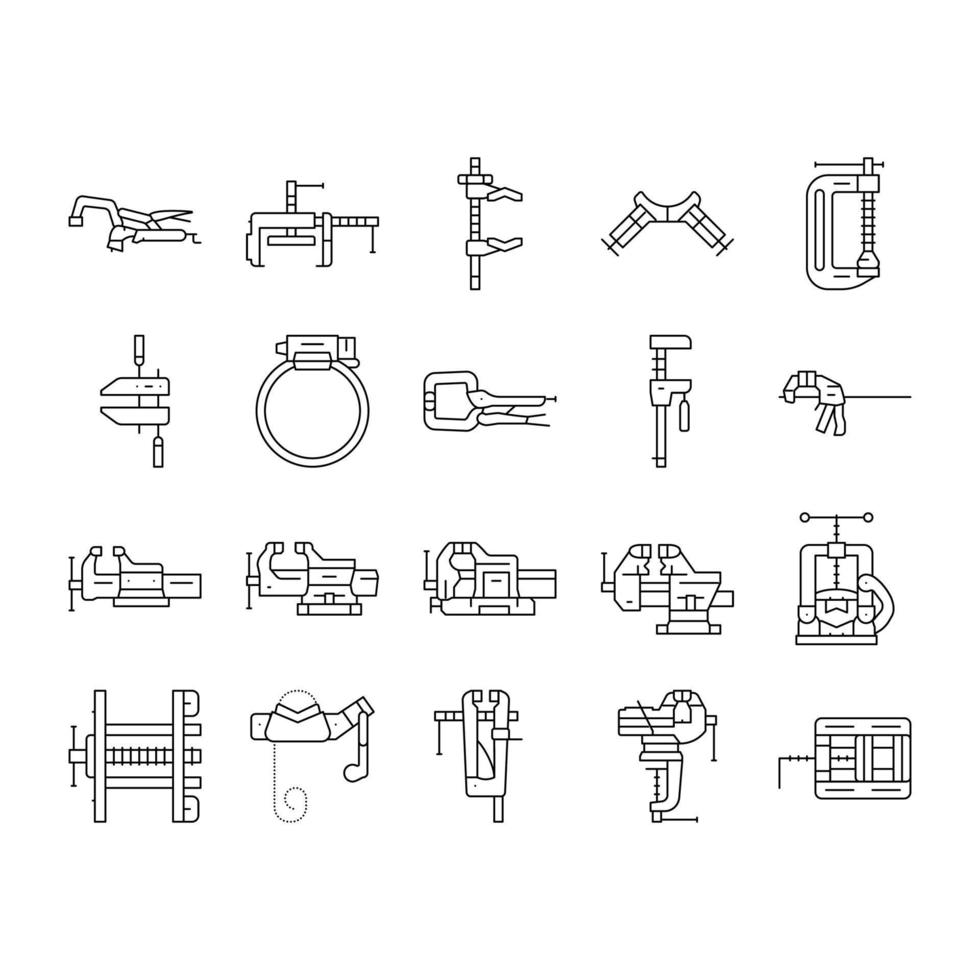 morsetto vice presa attrezzo metallo icone impostato vettore