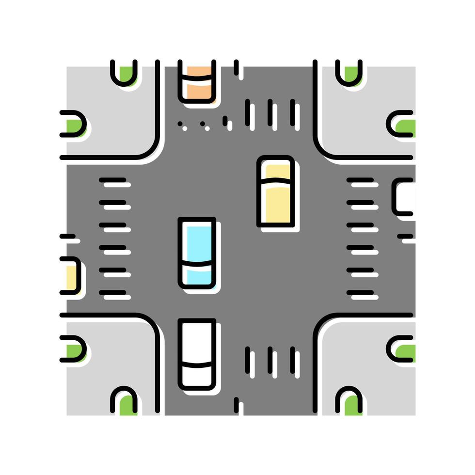 illustrazione vettoriale dell'icona del colore urbano dell'incrocio