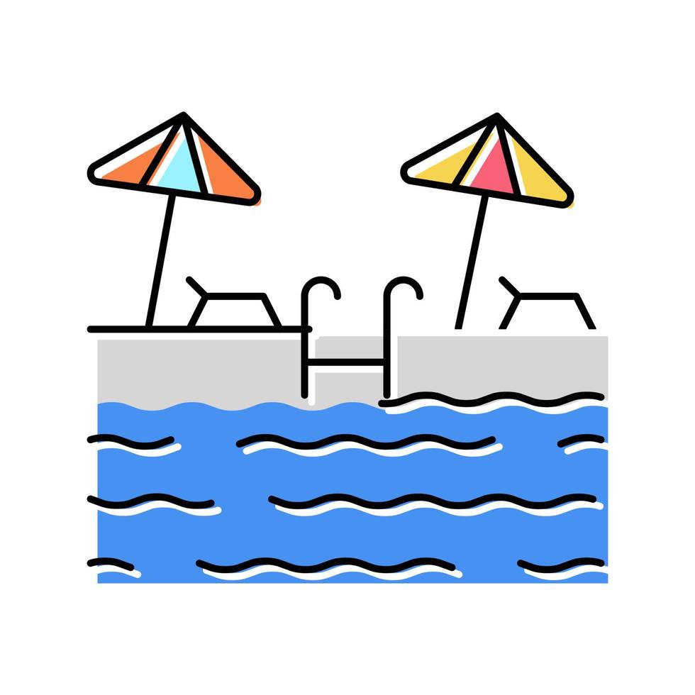 illustrazione vettoriale dell'icona del colore di riposo della piscina