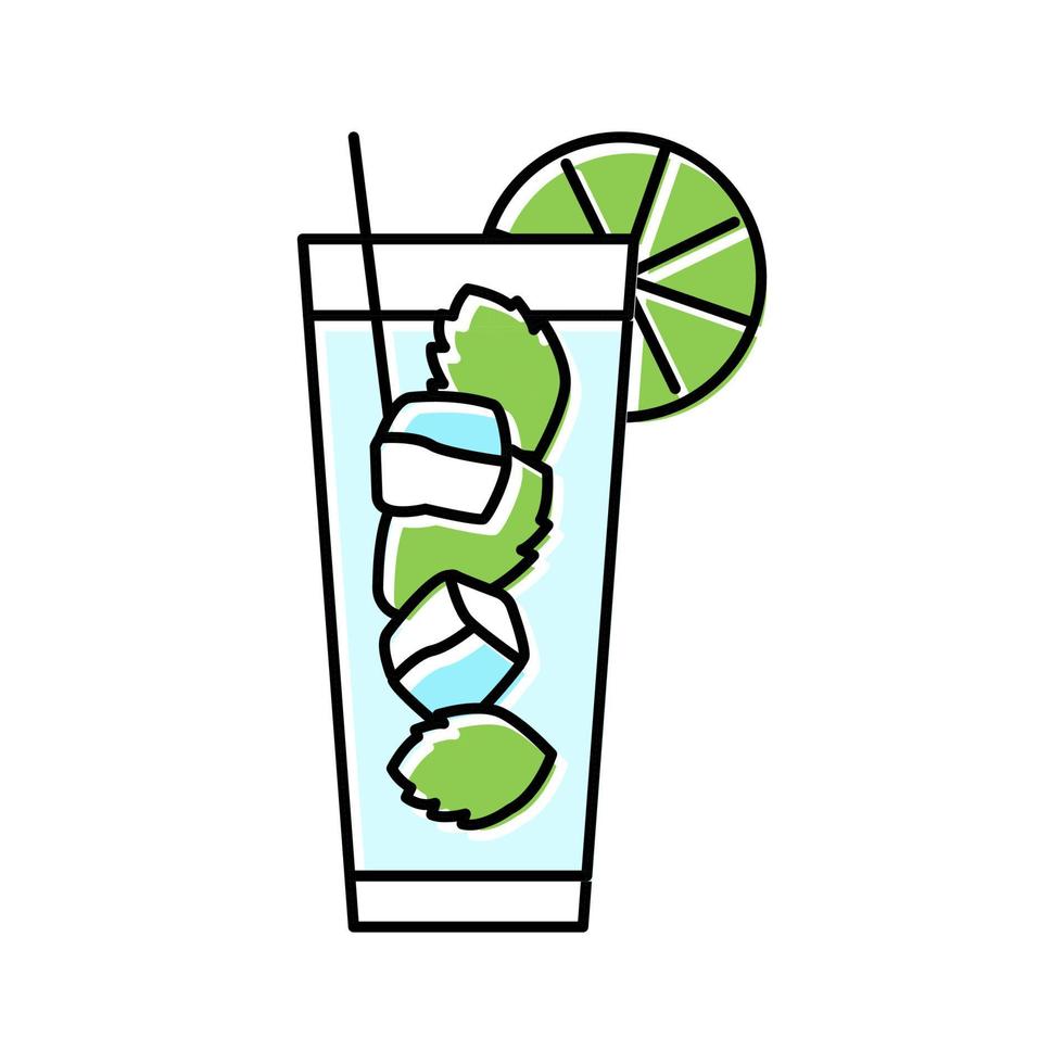 Mojito cocktail bicchiere bevanda colore icona vettore illustrazione