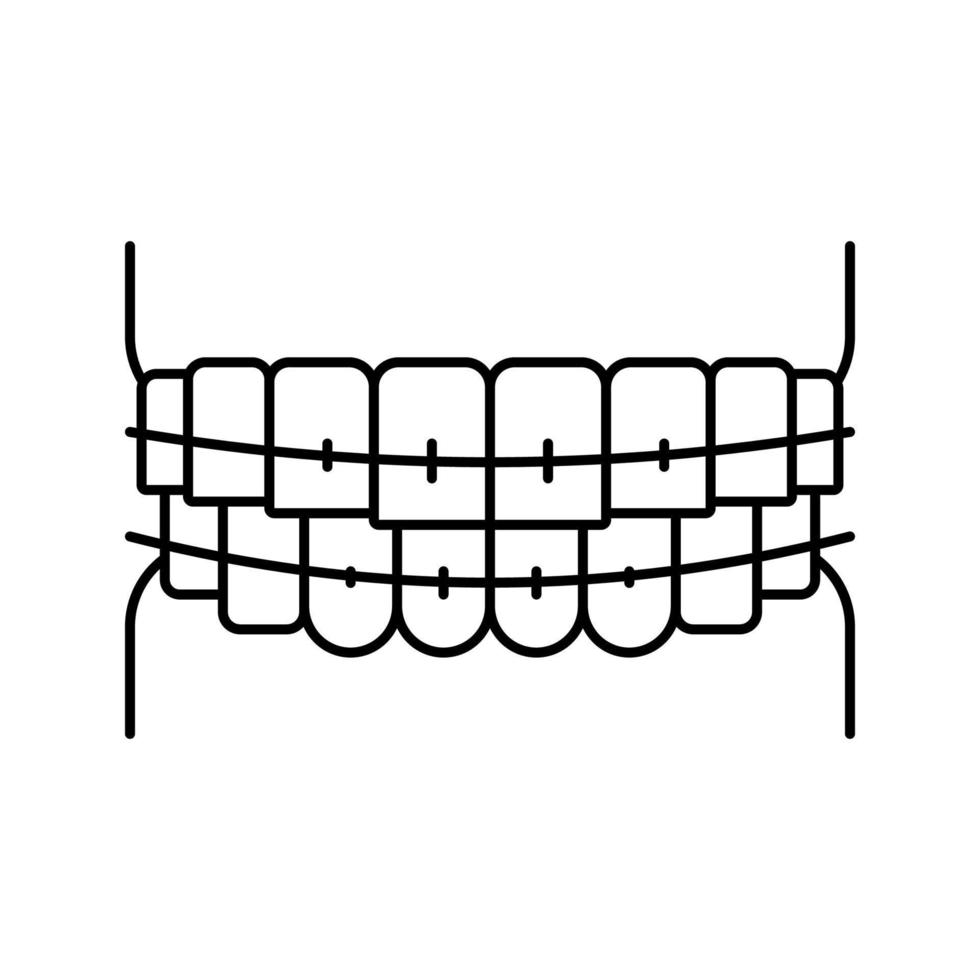 illustrazione vettoriale dell'icona della linea delle parentesi graffe dei denti