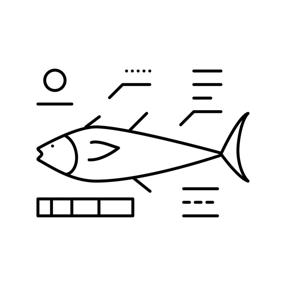 illustrazione vettoriale dell'icona della linea delle caratteristiche del tonno