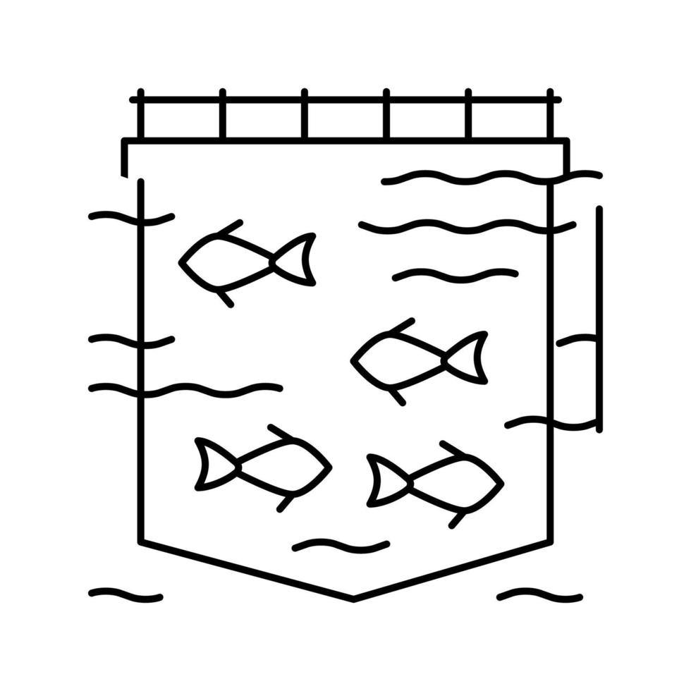 illustrazione vettoriale dell'icona della linea di salmone delle gabbie marine