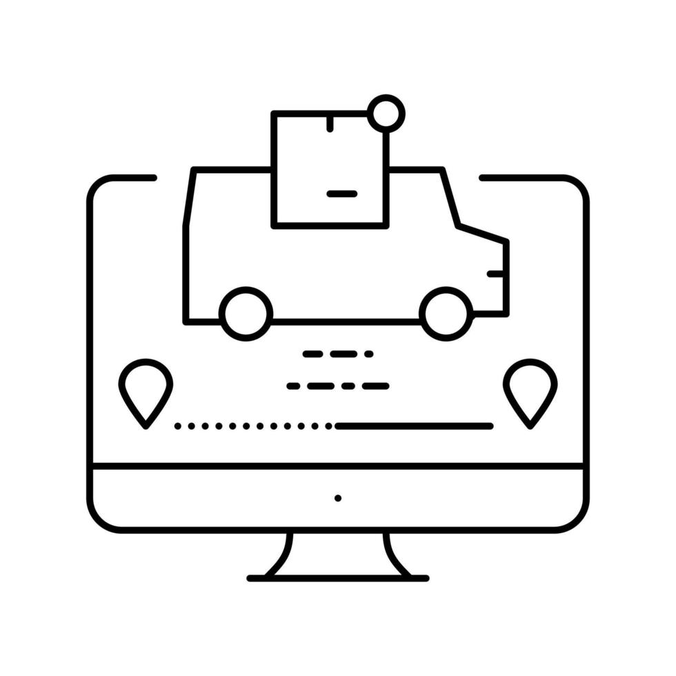 illustrazione vettoriale dell'icona della linea di stato del pacco in transito