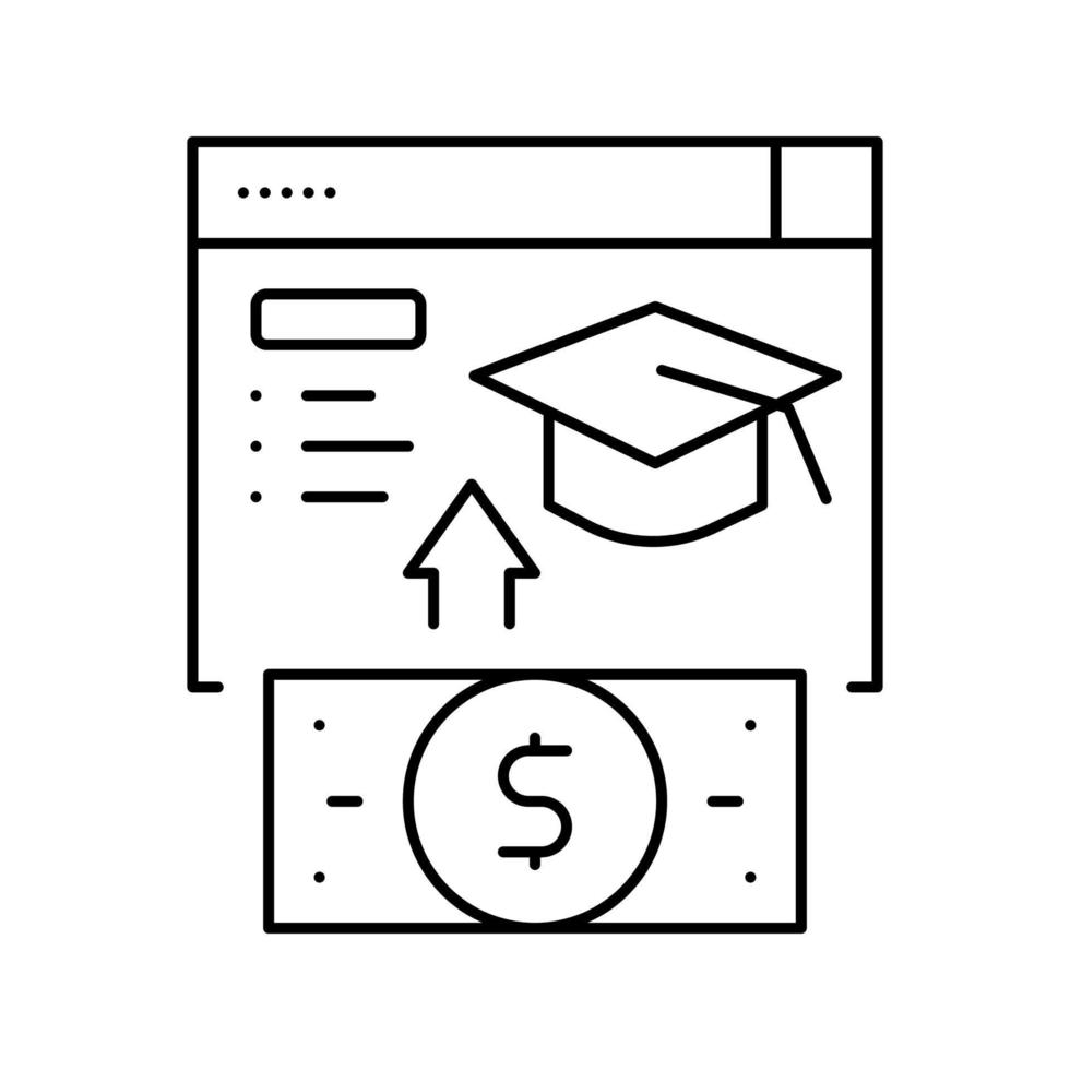 illustrazione vettoriale dell'icona della linea di pagamento dell'istruzione su Internet