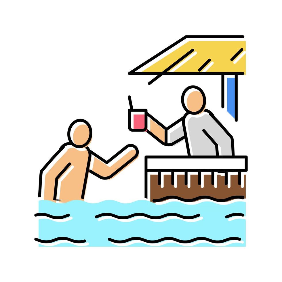 illustrazione vettoriale dell'icona del colore del bar e del ristorante della piscina