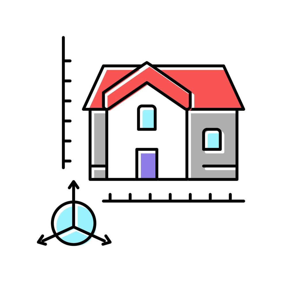 illustrazione vettoriale dell'icona del colore di modellazione della costruzione della casa