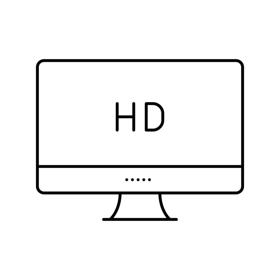 illustrazione vettoriale dell'icona della linea dello schermo del computer con risoluzione hd