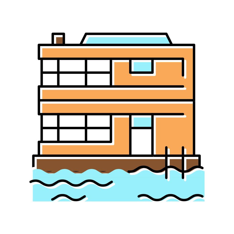 galleggiante sull'acqua casa di residenza icona colore illustrazione vettoriale