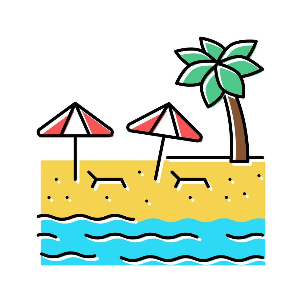 illustrazione vettoriale dell'icona del colore del resort sabbioso della spiaggia