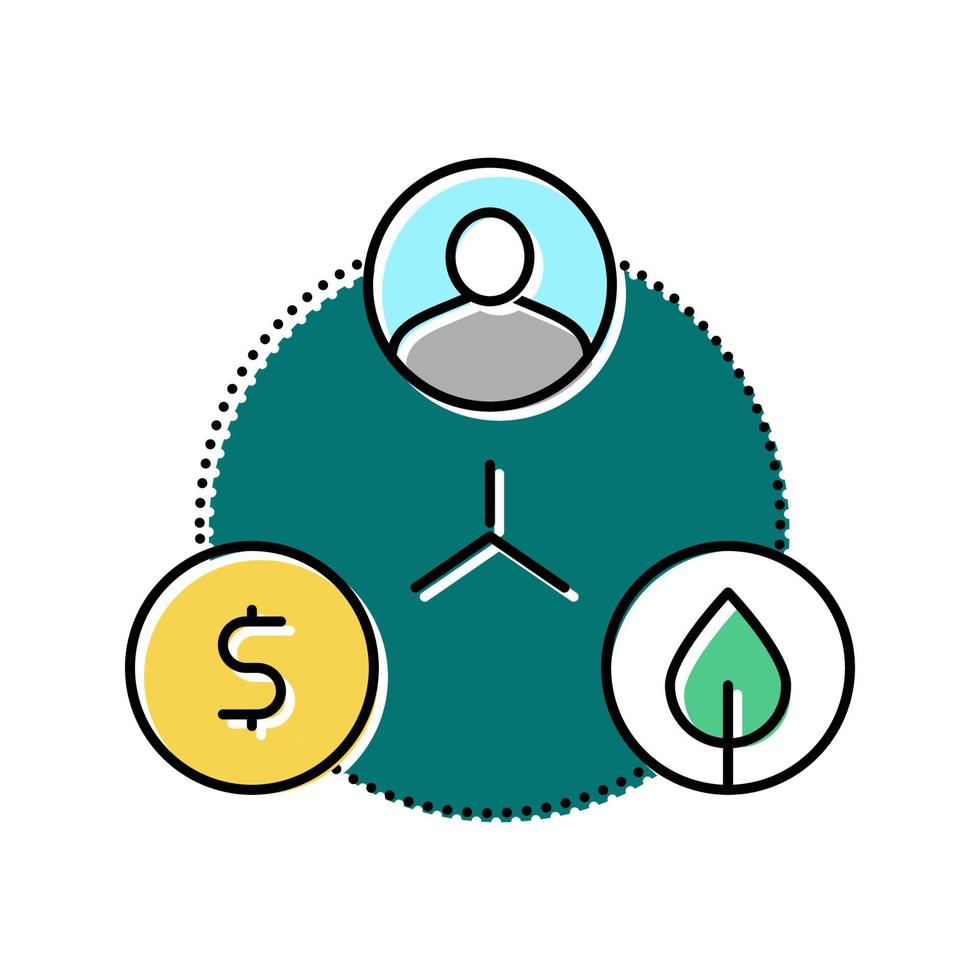 illustrazione vettoriale dell'icona del colore dell'economia equilibrata sostenibile
