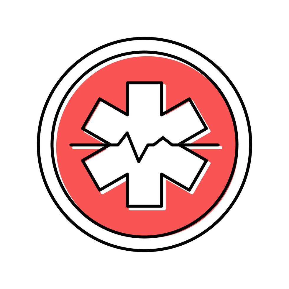 illustrazione vettoriale dell'icona del colore del segno dell'ospedale dell'ambulanza di emergenza