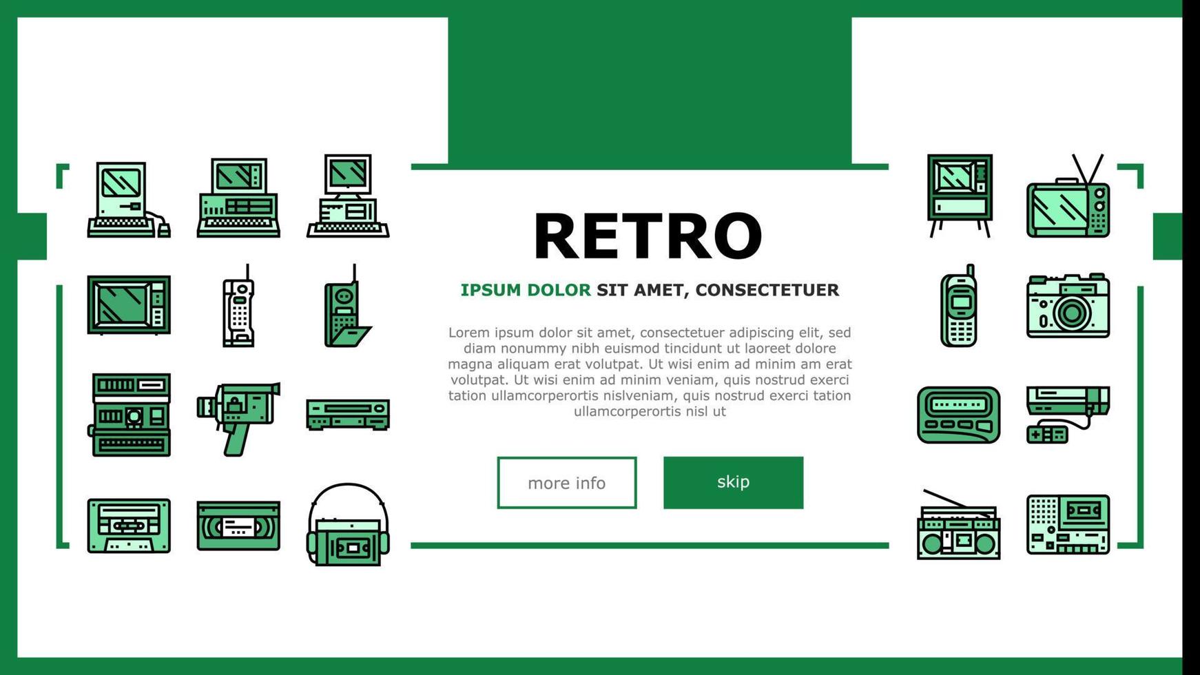 retrò aggeggio tecnologia dispositivo atterraggio intestazione vettore