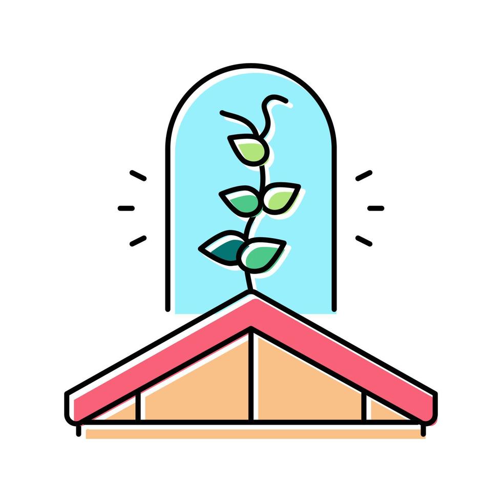 giardinaggio sull'illustrazione vettoriale dell'icona del colore del tetto della casa