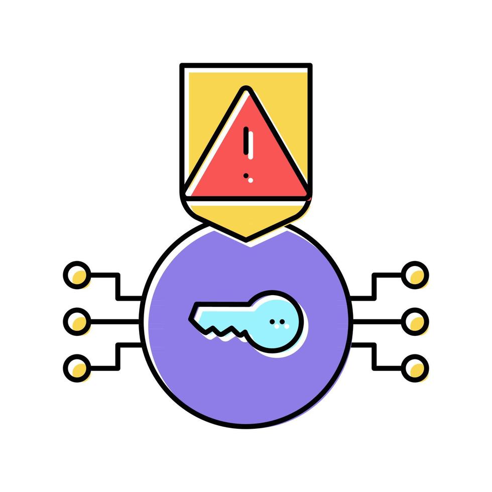 chiave elettronica per proteggere l'illustrazione vettoriale dell'icona del colore delle informazioni digitali