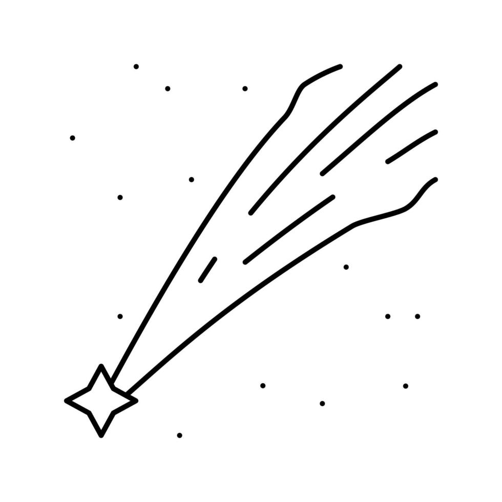 illustrazione nera del vettore dell'icona della linea della stella cadente