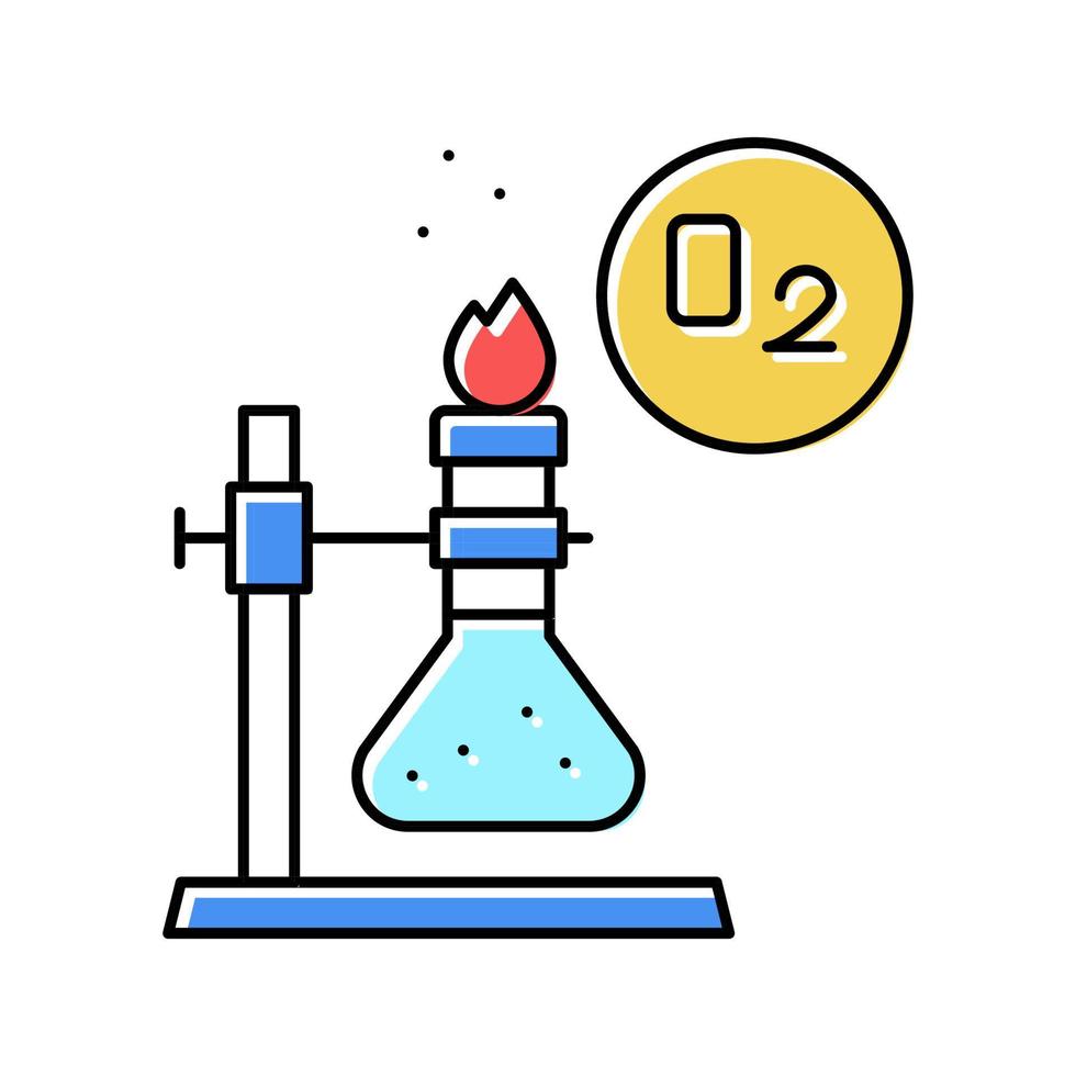 illustrazione vettoriale dell'icona del colore dell'ossigeno della ricerca chimica
