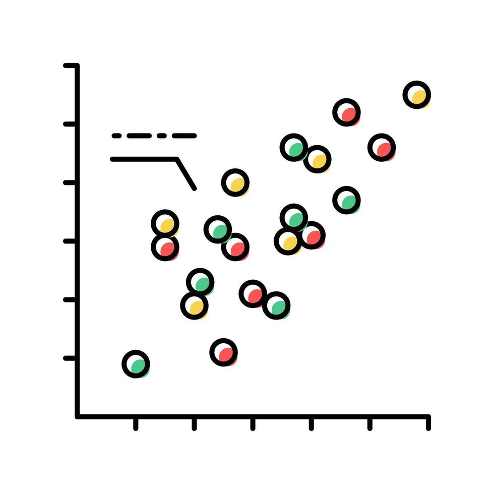 illustrazione vettoriale dell'icona a colori dei grafici a dispersione