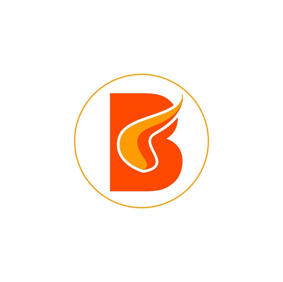 B lettere con fuoco tema azienda logo. B fuoco logo. vettore