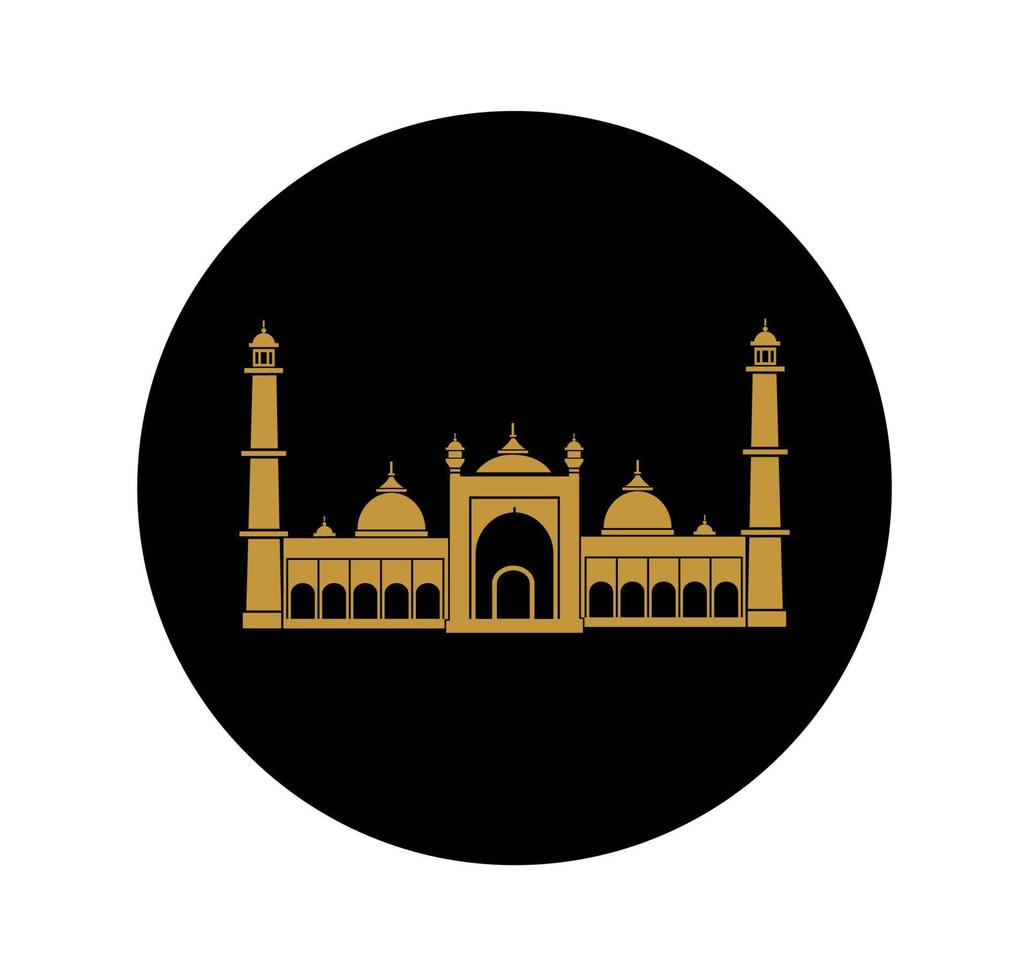 giama Masjid d'oro vettore icona. giama moschea, delhi piatto illustrazione. islamico arte.