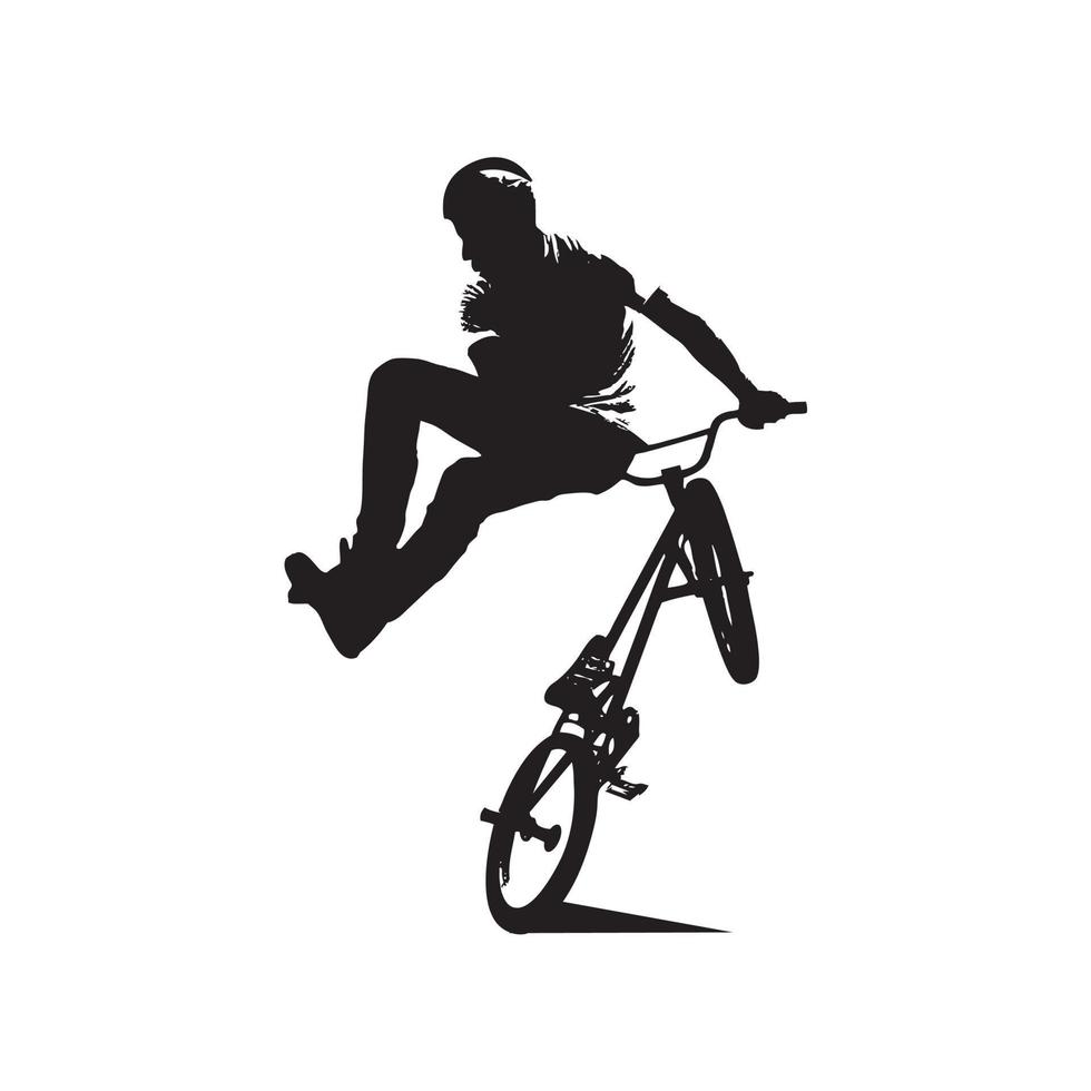 astratto silhouette di un' bmx ciclista su il bianca sfondo a partire dal particelle vettore