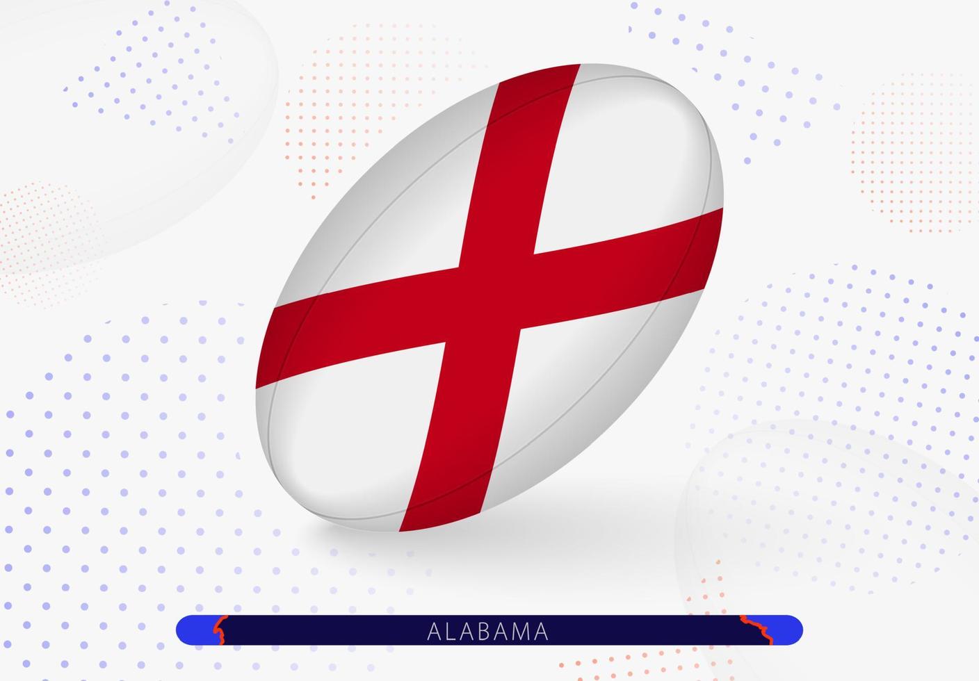 Rugby palla con il bandiera di Alabama su esso. attrezzatura per Rugby squadra di Alabama. vettore