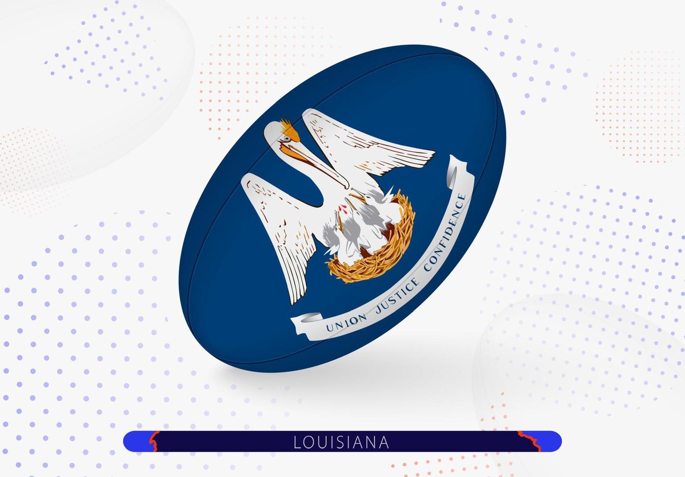 Rugby palla con il bandiera di Louisiana su esso. attrezzatura per Rugby squadra di Louisiana. vettore