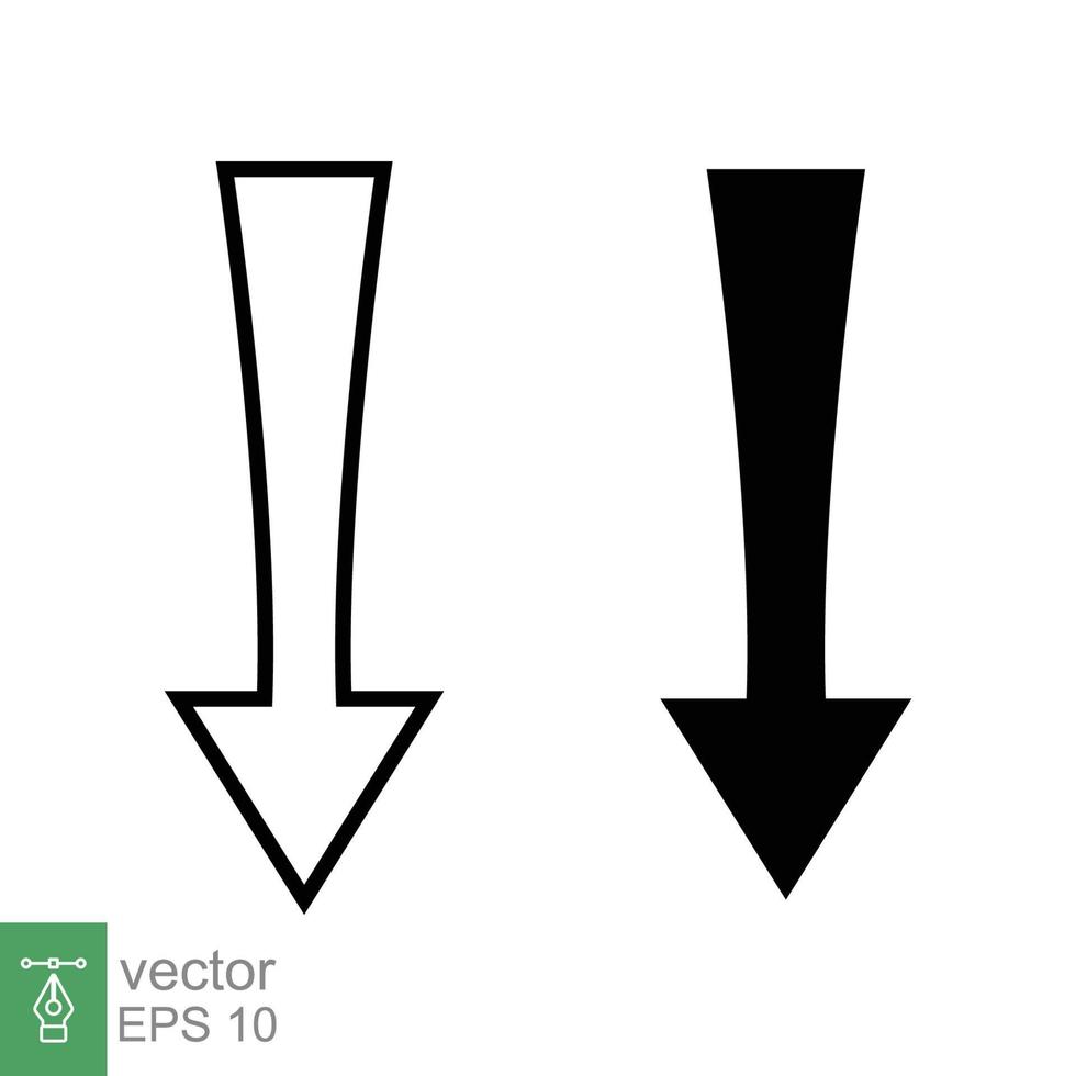 giù freccia icona. linea e glifo stile per ragnatela modello e app. vettore illustrazione design isolato su bianca sfondo. eps 10.