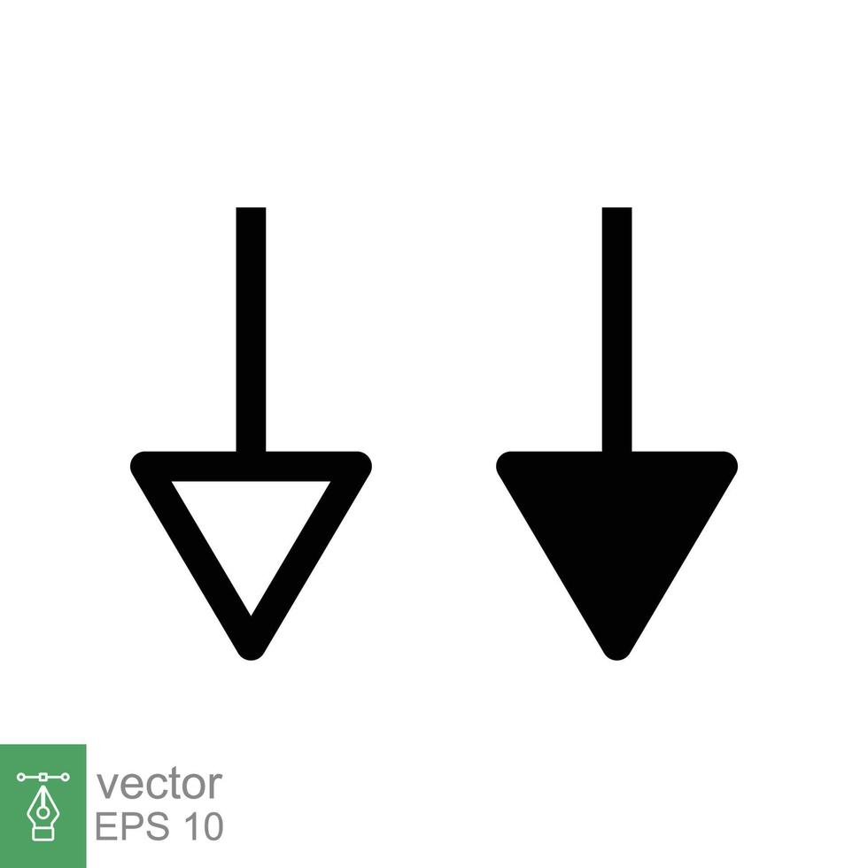 giù freccia icona. linea e glifo stile per ragnatela modello e app. vettore illustrazione design isolato su bianca sfondo. eps 10.