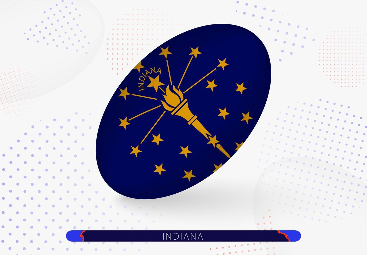Rugby palla con il bandiera di Indiana su esso. attrezzatura per Rugby squadra di Indiana. vettore