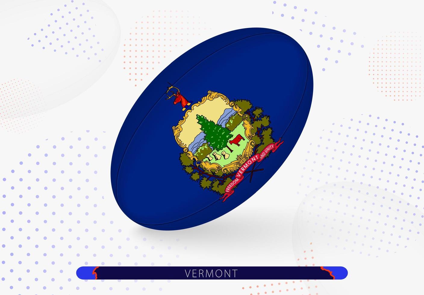 Rugby palla con il bandiera di Vermont su esso. attrezzatura per Rugby squadra di Vermont. vettore